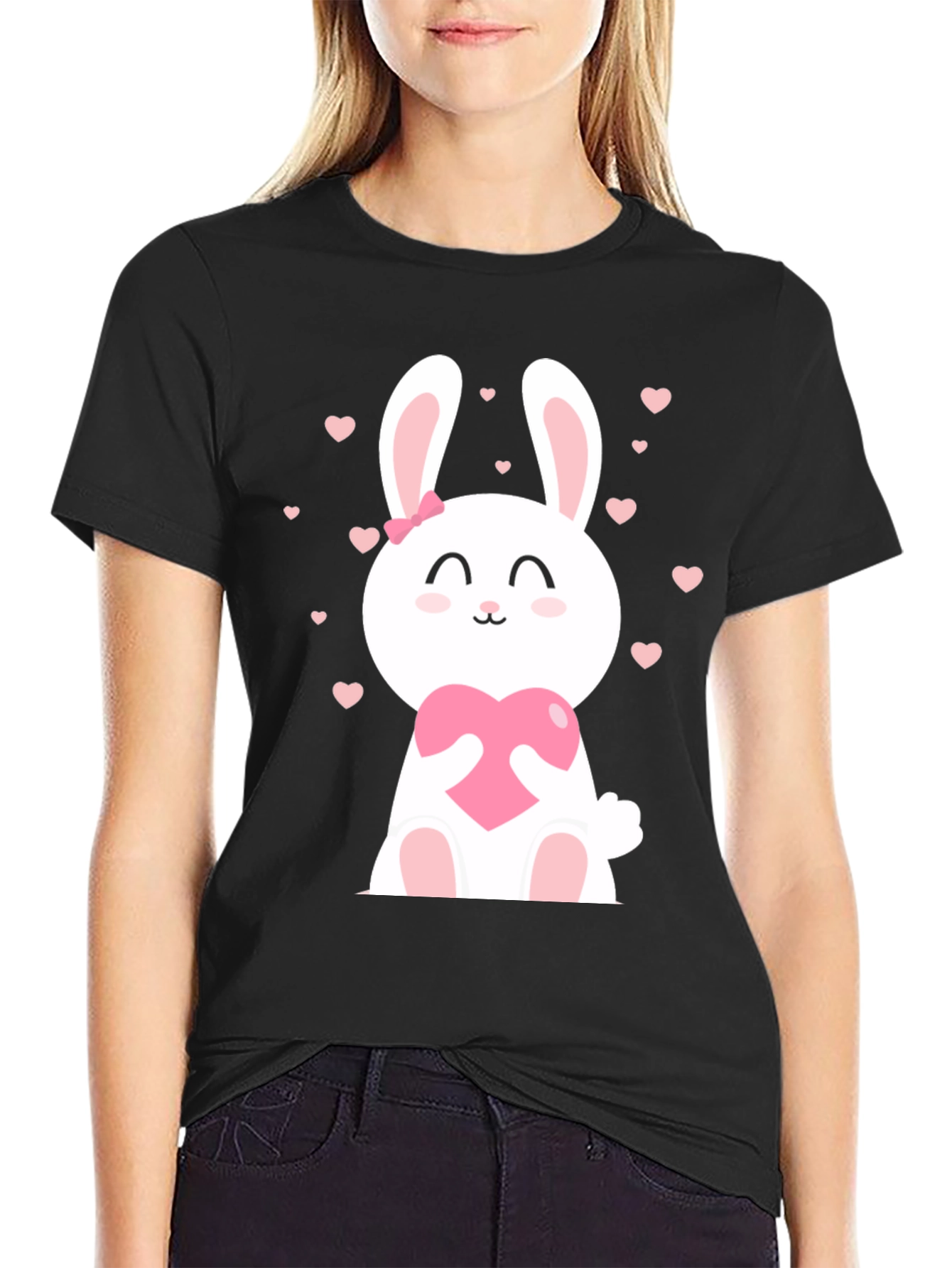 Cute Bunny Heart Graphic T-Shirt