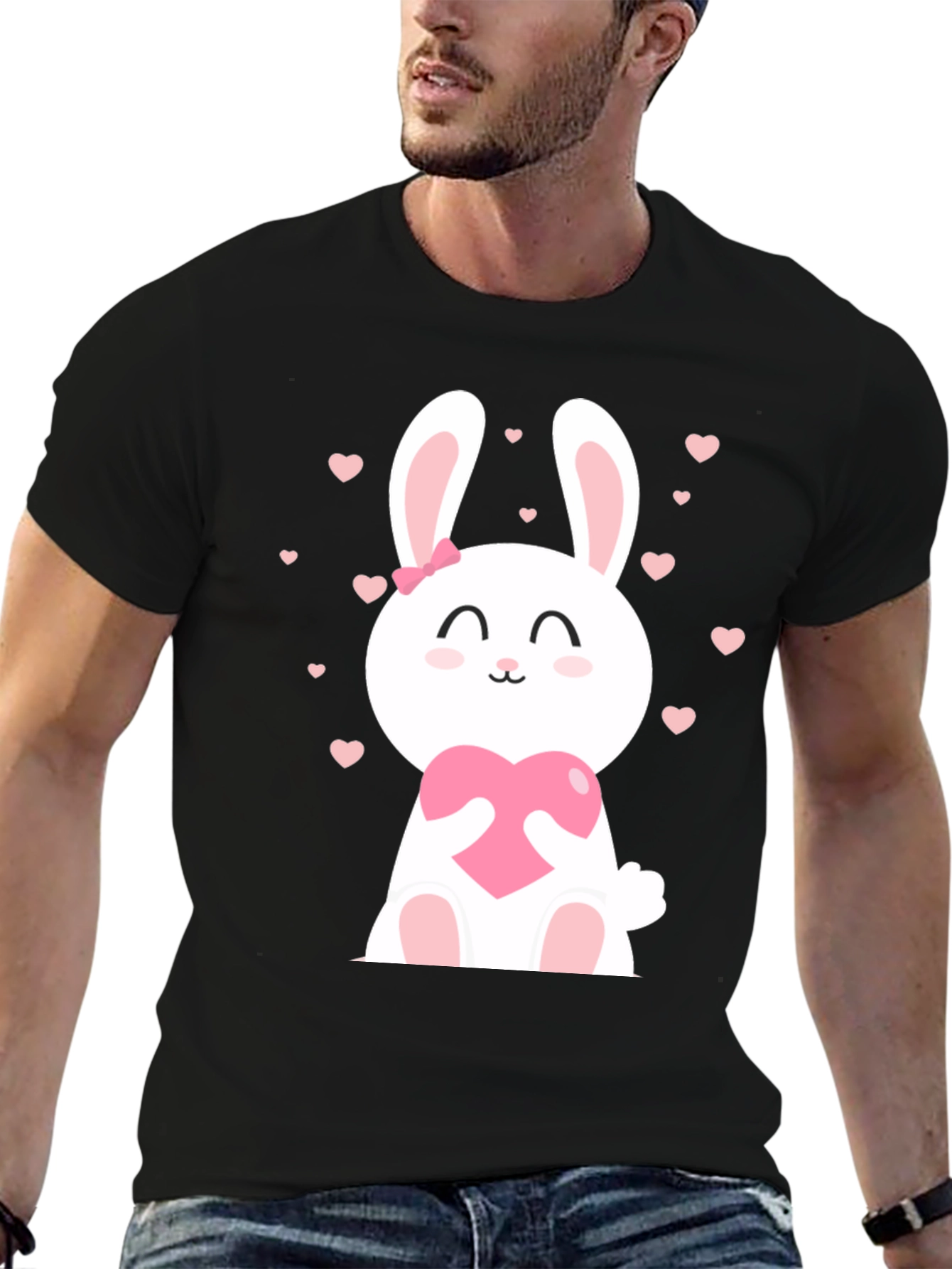 Cute Bunny Heart Graphic T-Shirt