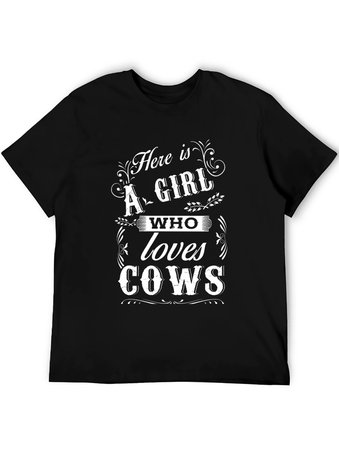 Here is a Girl Who Loves Cows Black T-Shirt