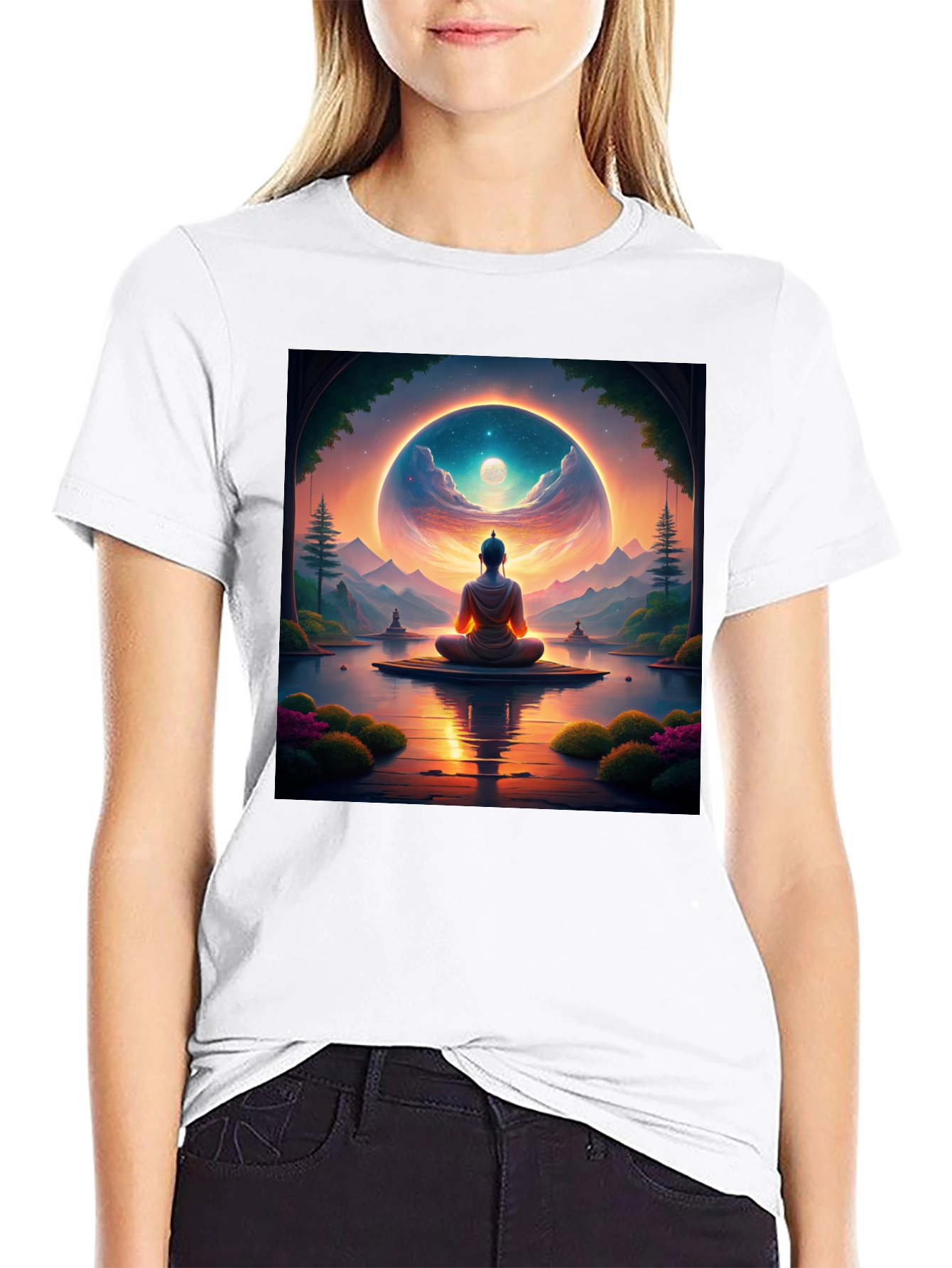 Enlightened Buddha T-Shirt: Meditative Landscape Design