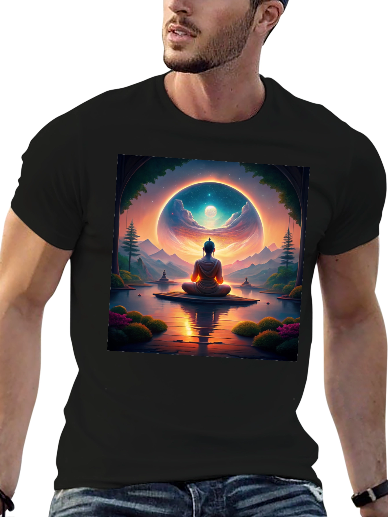 Enlightened Buddha T-Shirt: Meditative Landscape Design