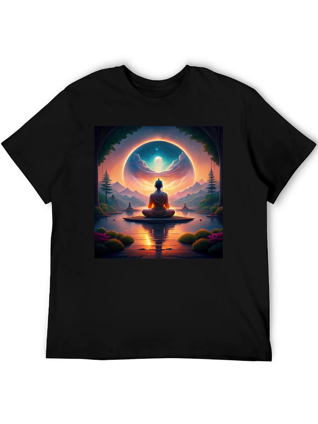 Enlightened Buddha T-Shirt: Meditative Landscape Design