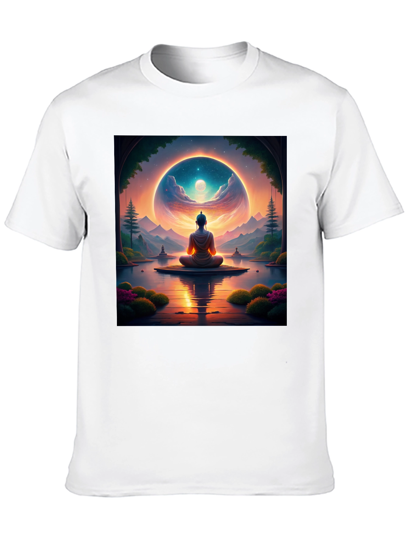 Enlightened Buddha T-Shirt: Meditative Landscape Design