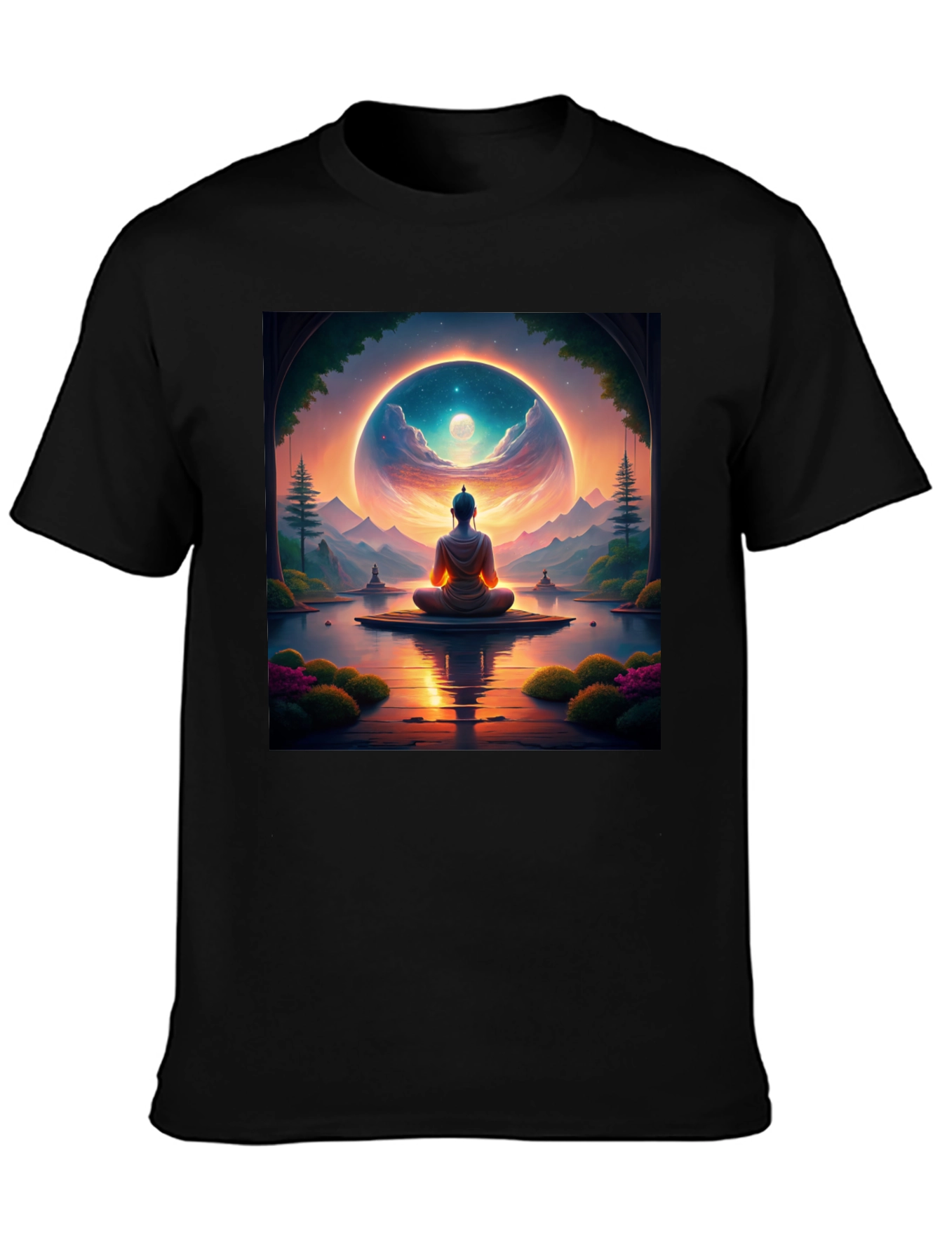 Enlightened Buddha T-Shirt: Meditative Landscape Design