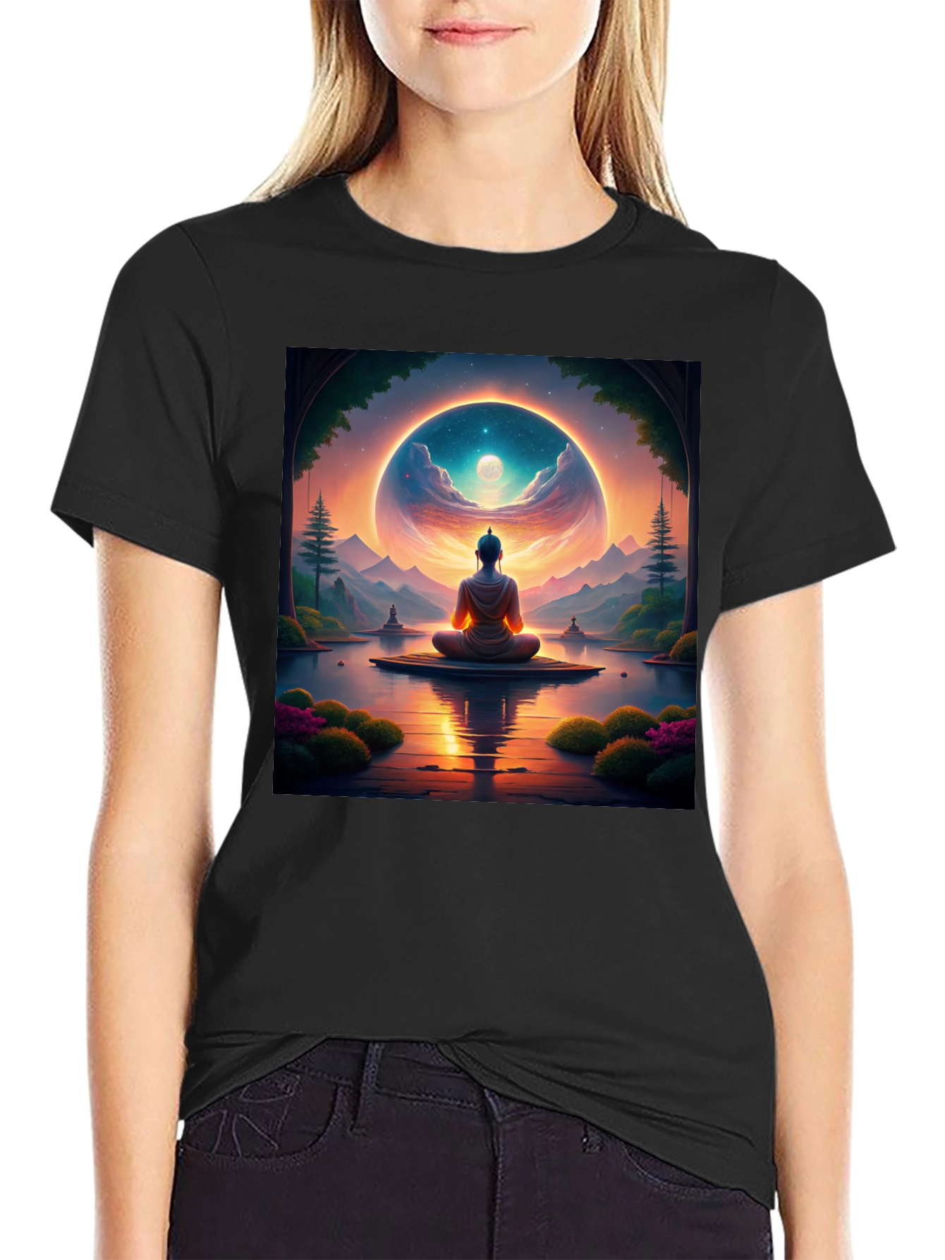 Enlightened Buddha T-Shirt: Meditative Landscape Design