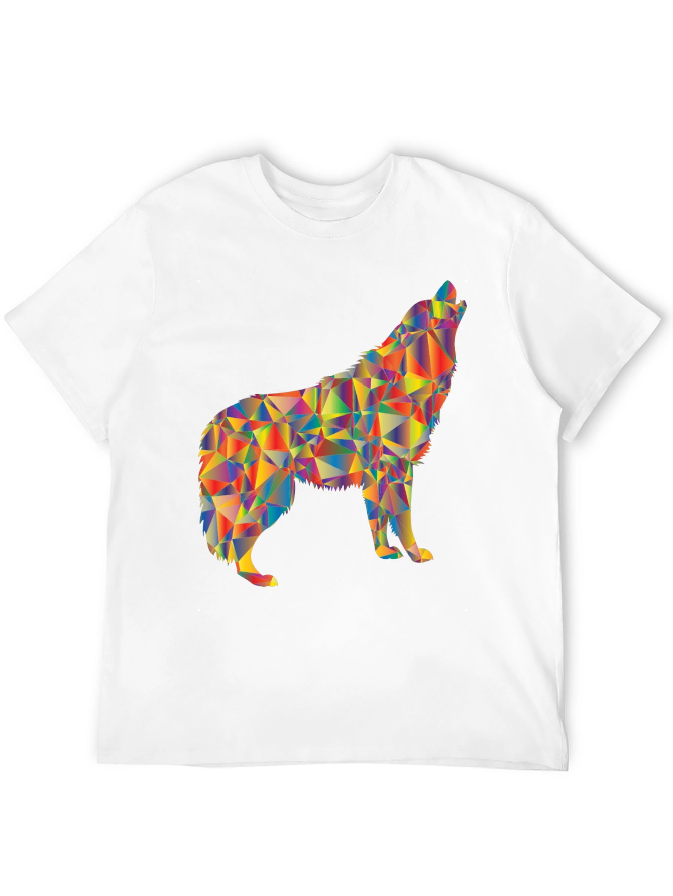 Geometric Wolf Graphic Print Black T-Shirt