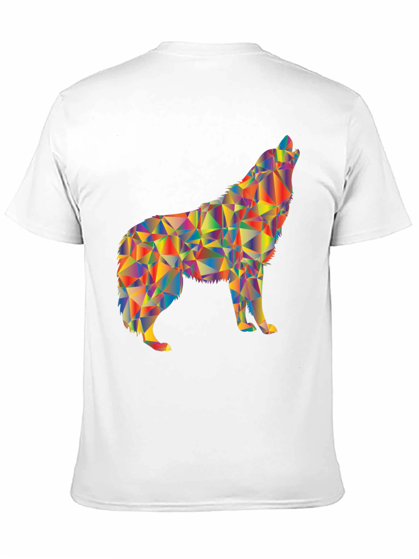 Geometric Wolf Graphic Print Black T-Shirt