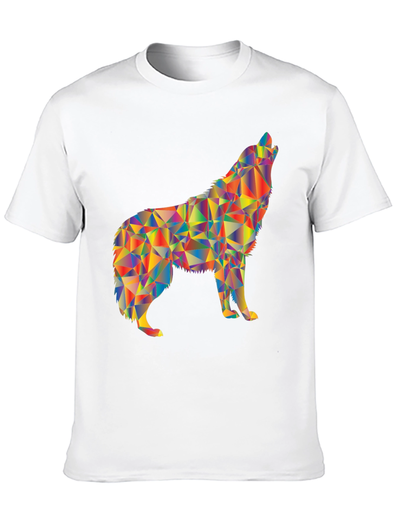 Geometric Wolf Graphic Print Black T-Shirt