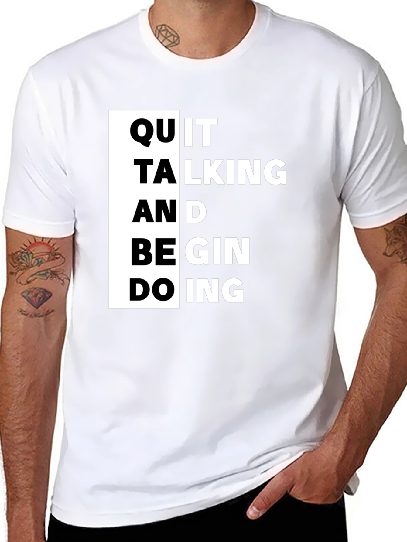 Quit Talking T-Shirt - Motivational Black Tee