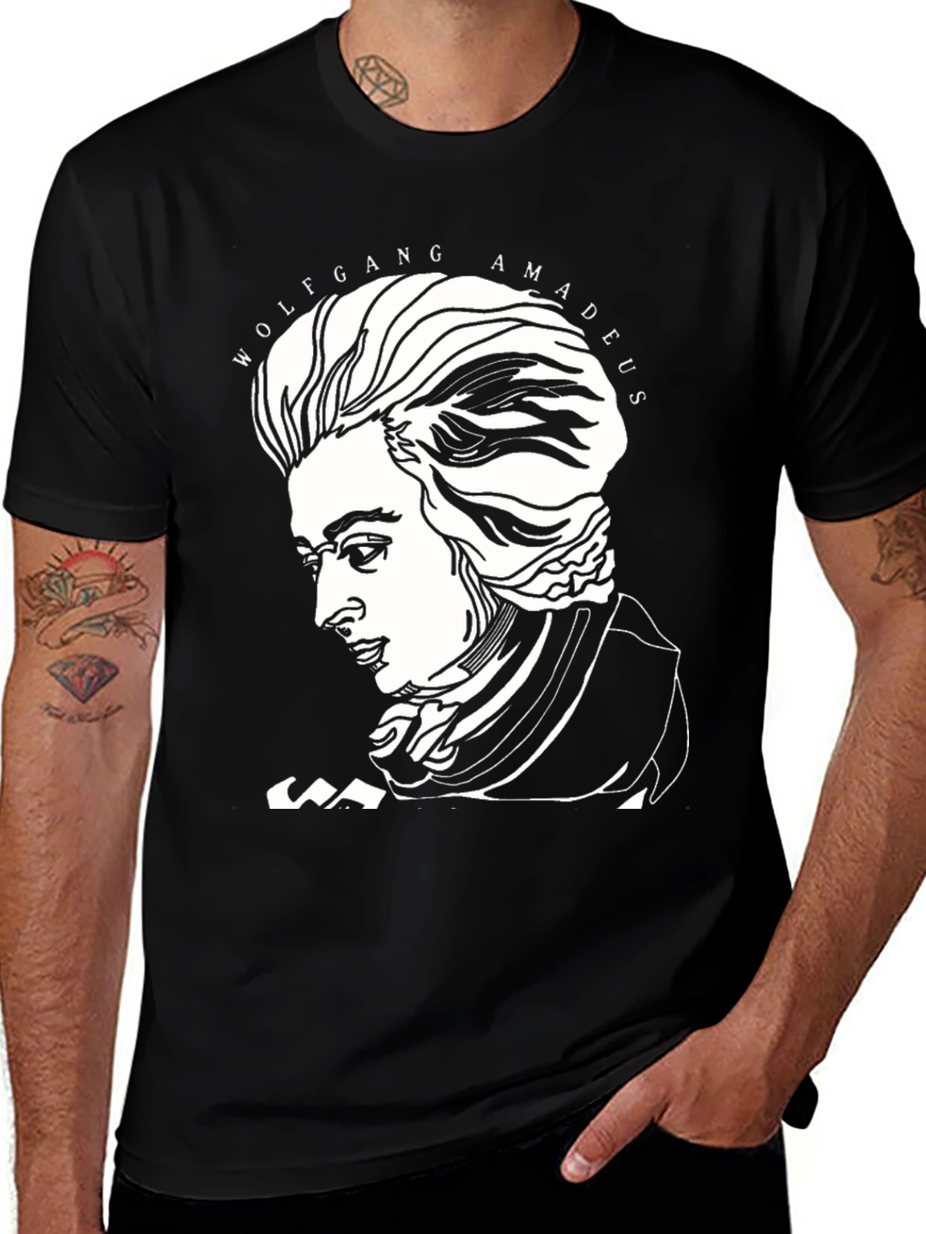 Wolfgang Amadeus Mozart Graphic Tee - Black