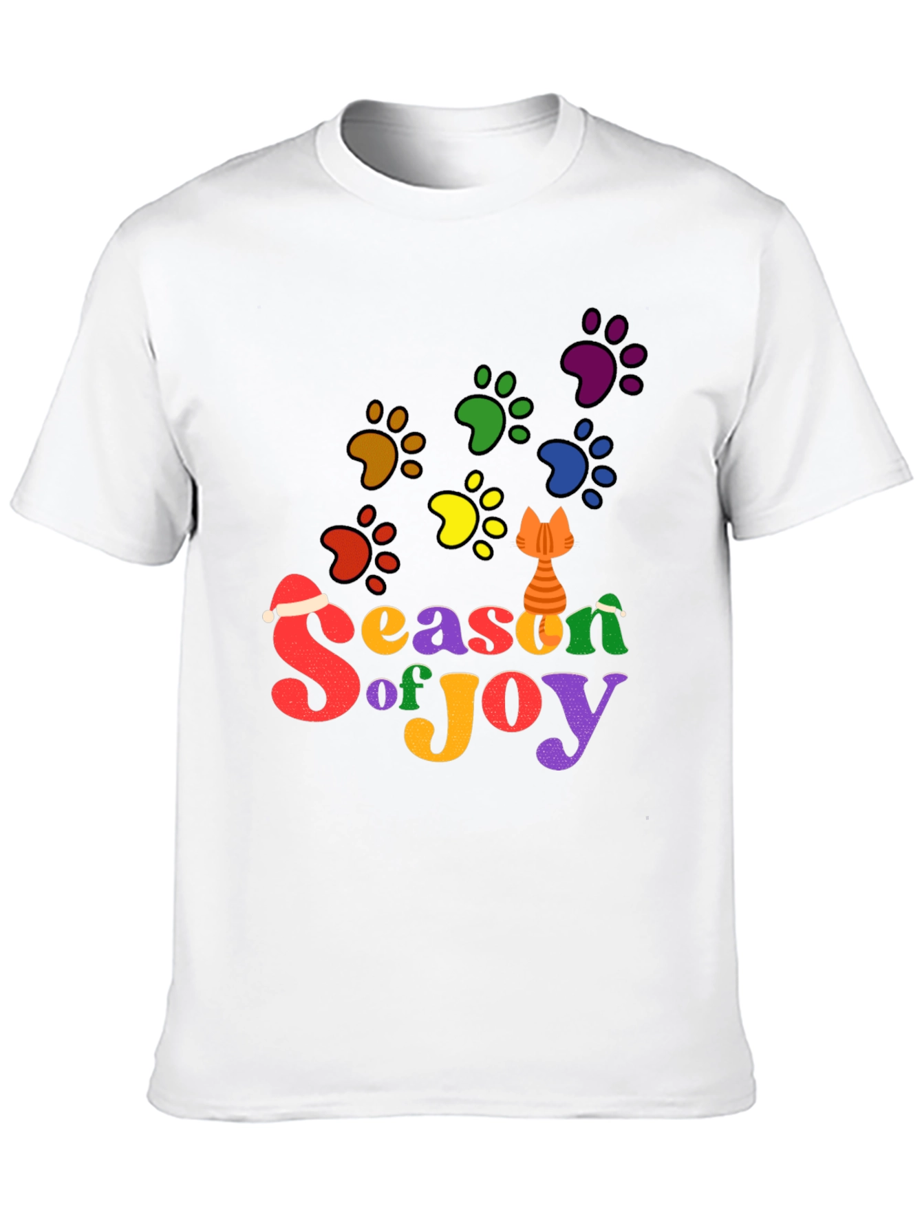 Festive Cat Paw Season of Joy T-Shirt