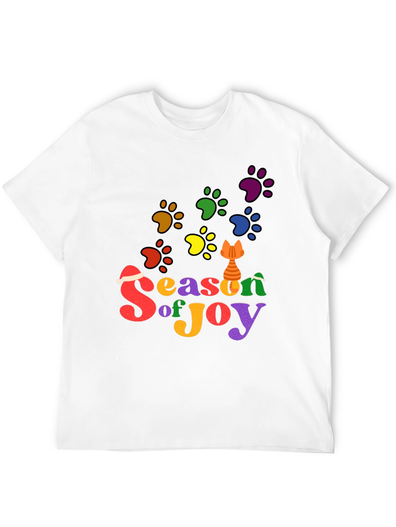 Festive Cat Paw Season of Joy T-Shirt
