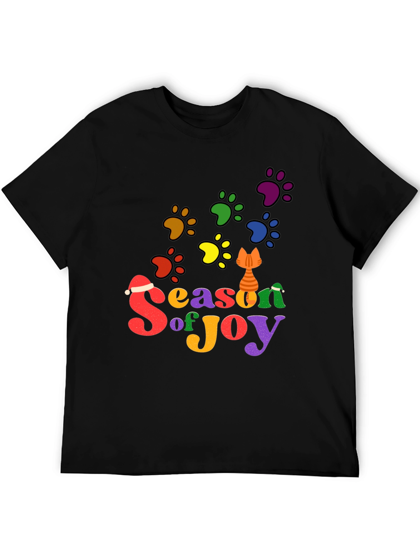 Festive Cat Paw Season of Joy T-Shirt