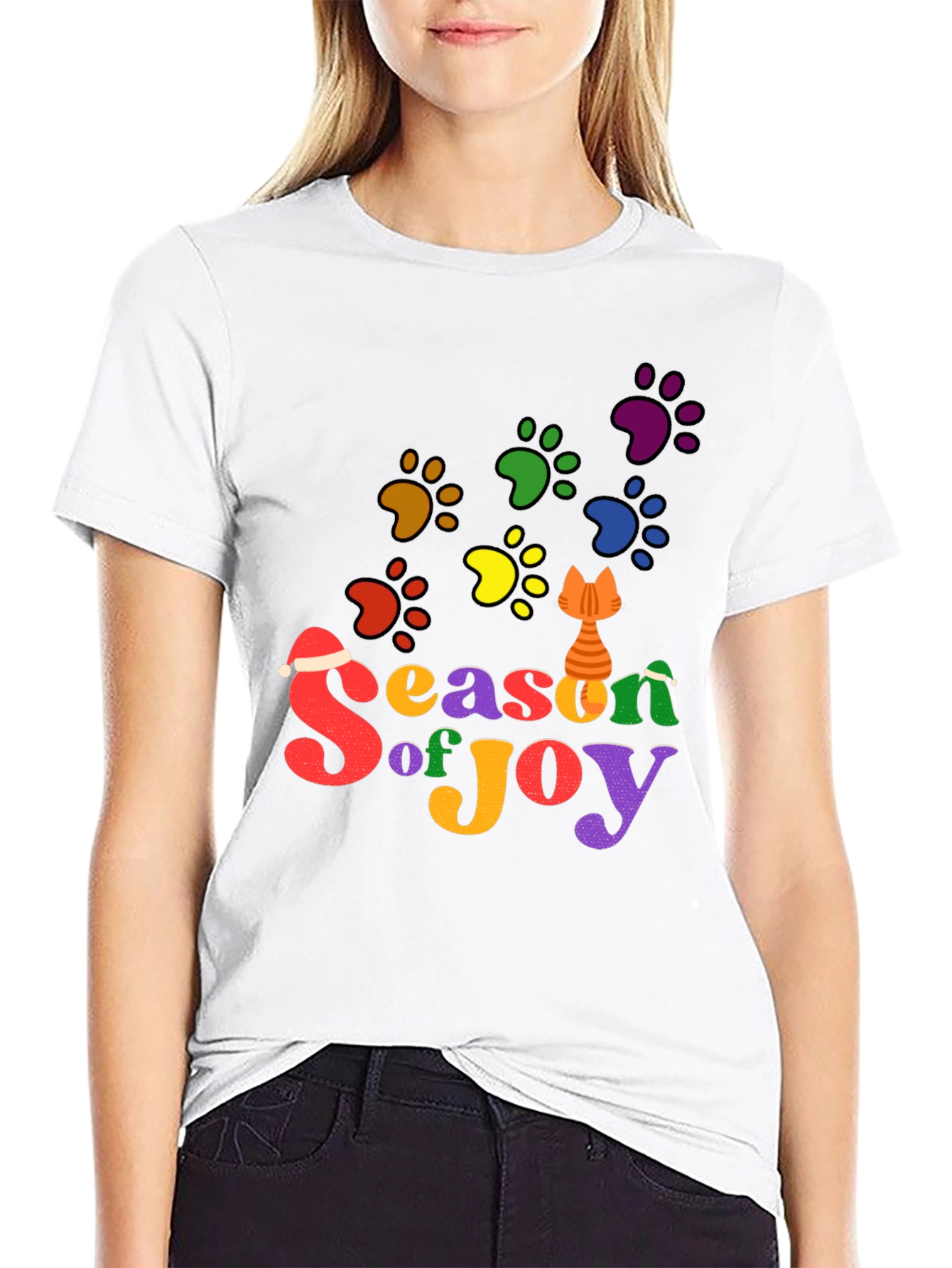 Festive Cat Paw Season of Joy T-Shirt
