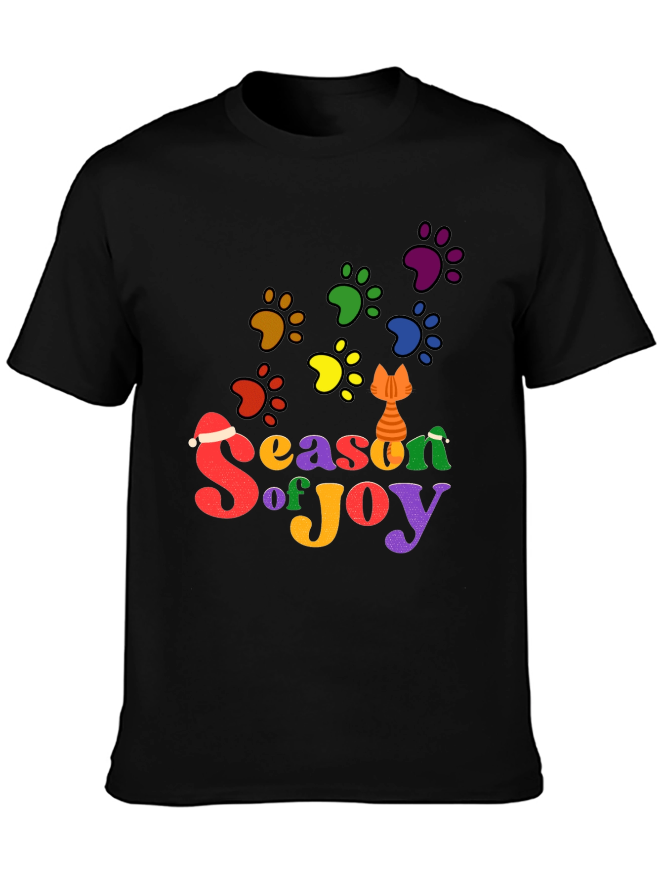 Festive Cat Paw Season of Joy T-Shirt