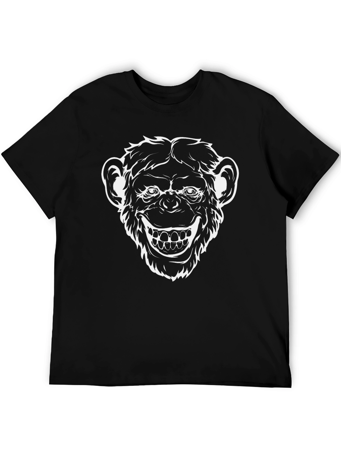 Mens Black Graphic Tee - Creepy Monkey Face