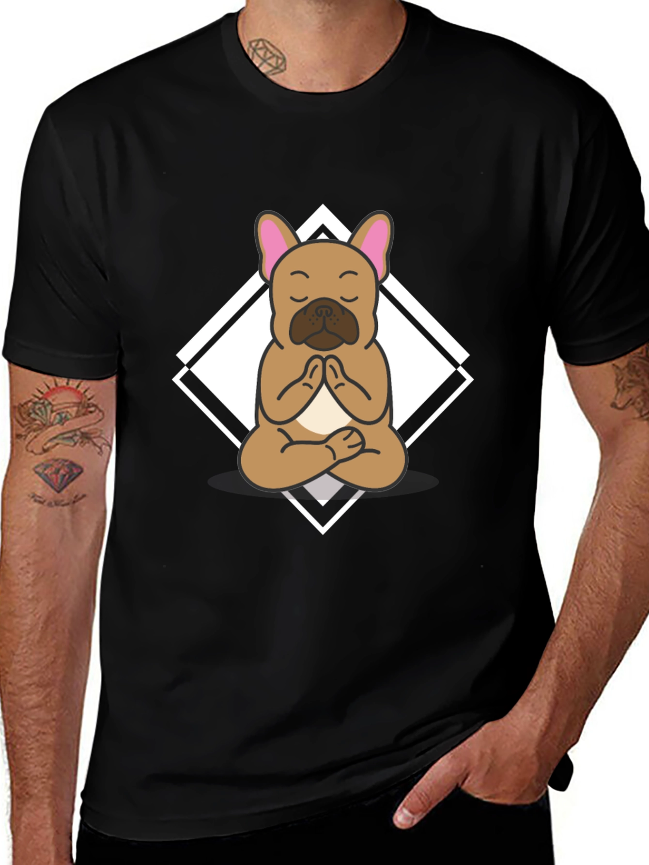 Yoga Dog Graphic Tee - Meditating Bulldog T-Shirt