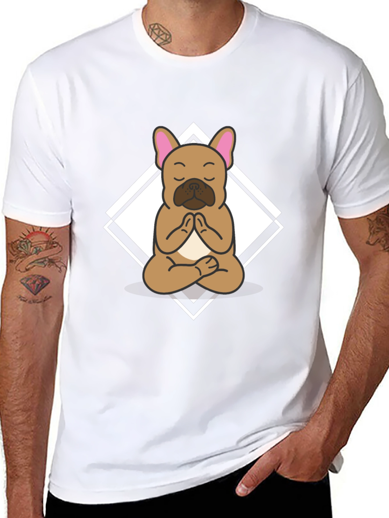 Yoga Dog Graphic Tee - Meditating Bulldog T-Shirt