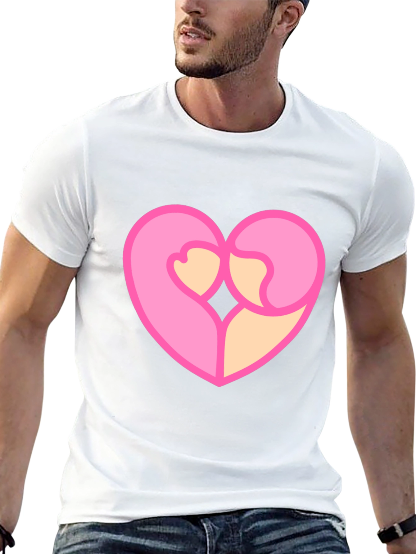 Heart Hug Graphic Tee - Black Cotton Blend