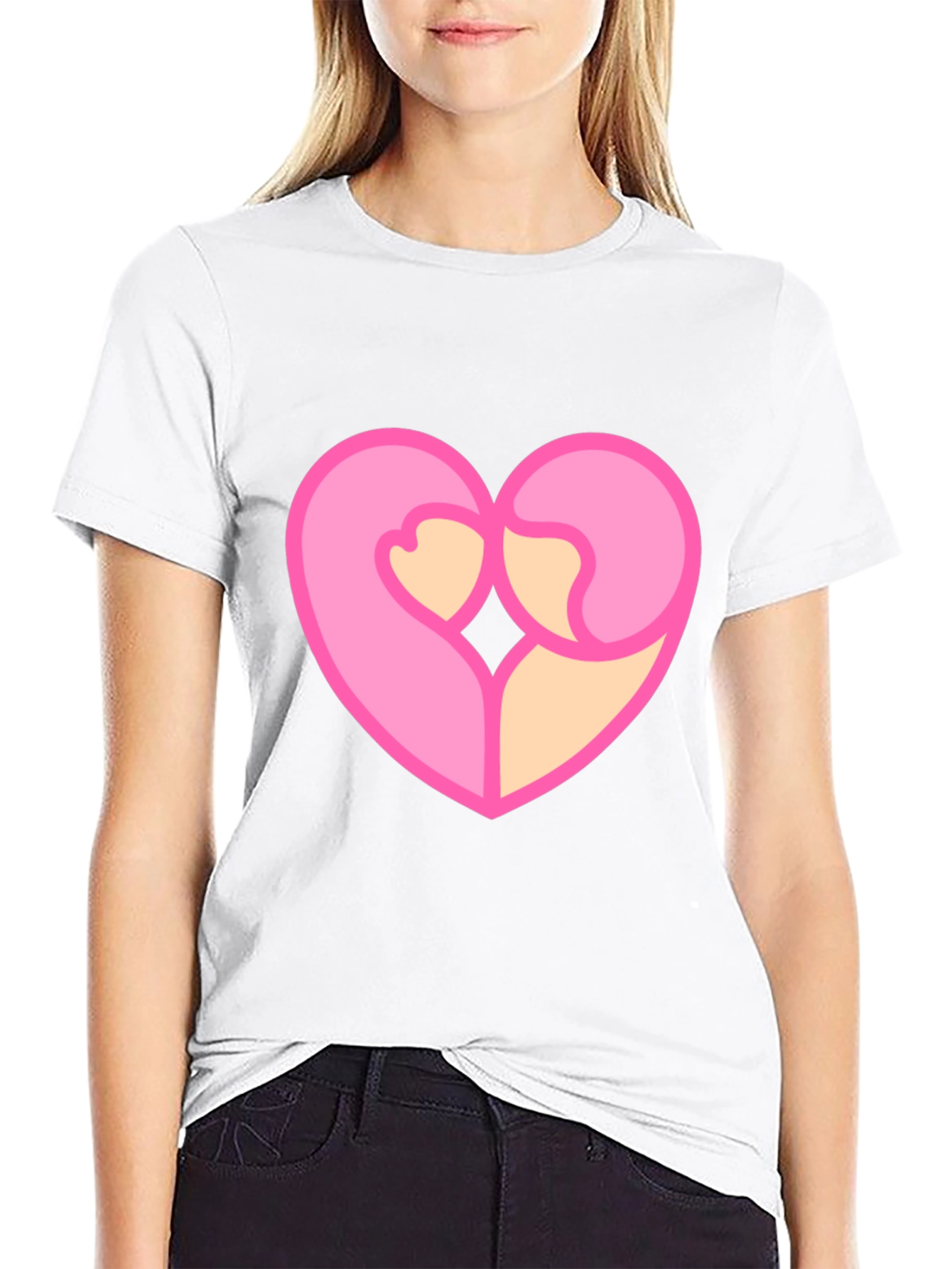 Heart Hug Graphic Tee - Black Cotton Blend