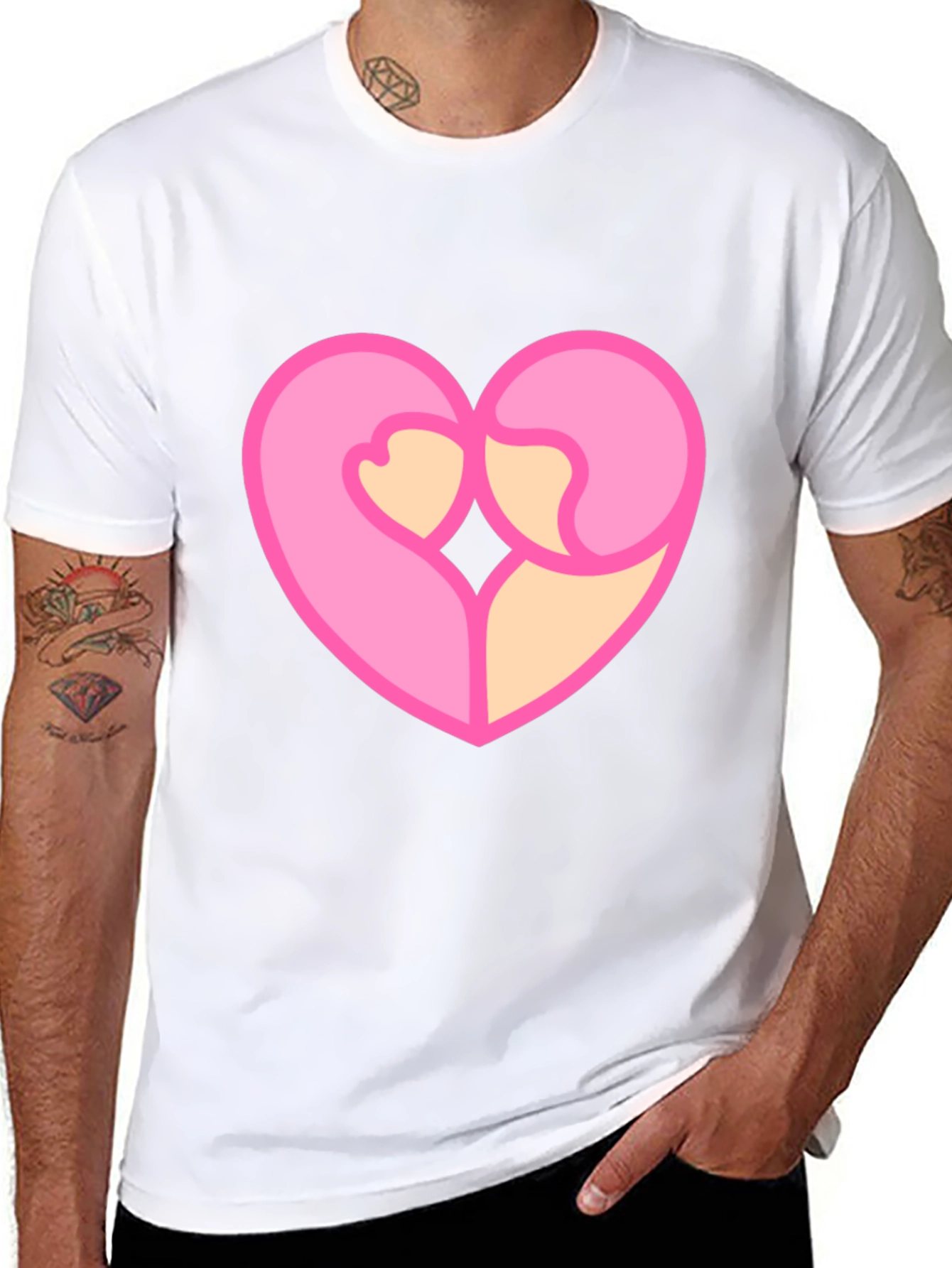 Heart Hug Graphic Tee - Black Cotton Blend
