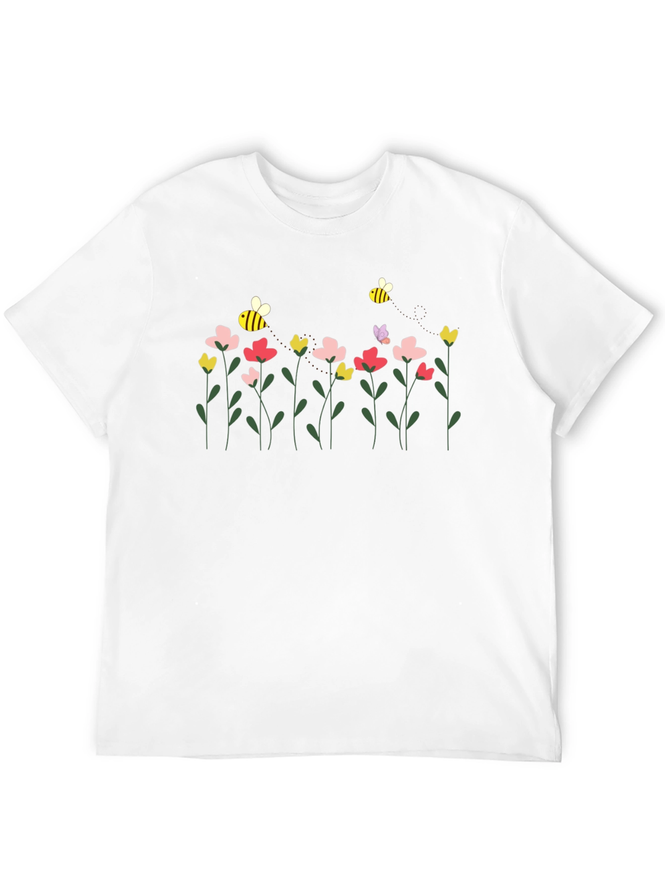 Floral Bee Graphic T-Shirt - Stylish Comfort
