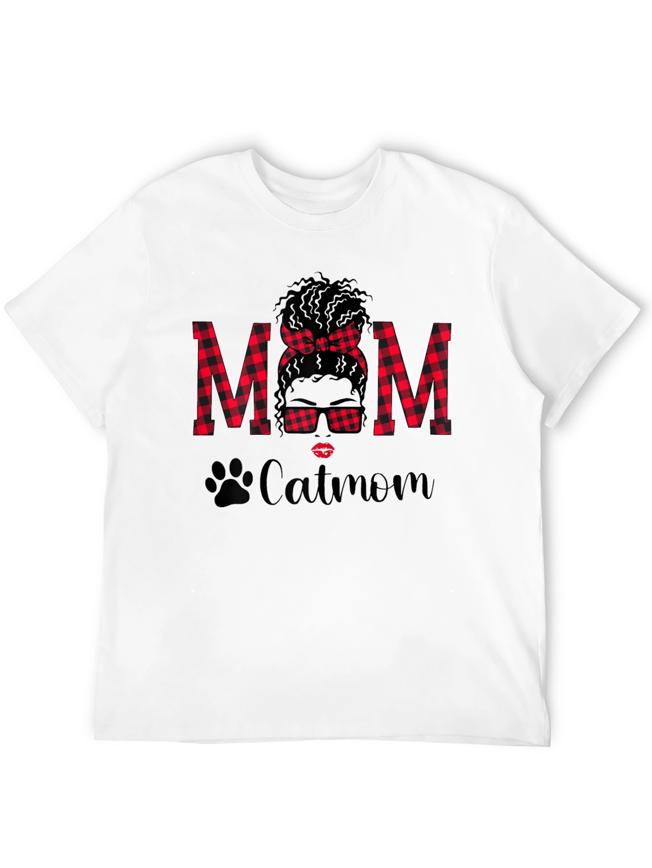 Catmom Buffalo Plaid Graphic Tee