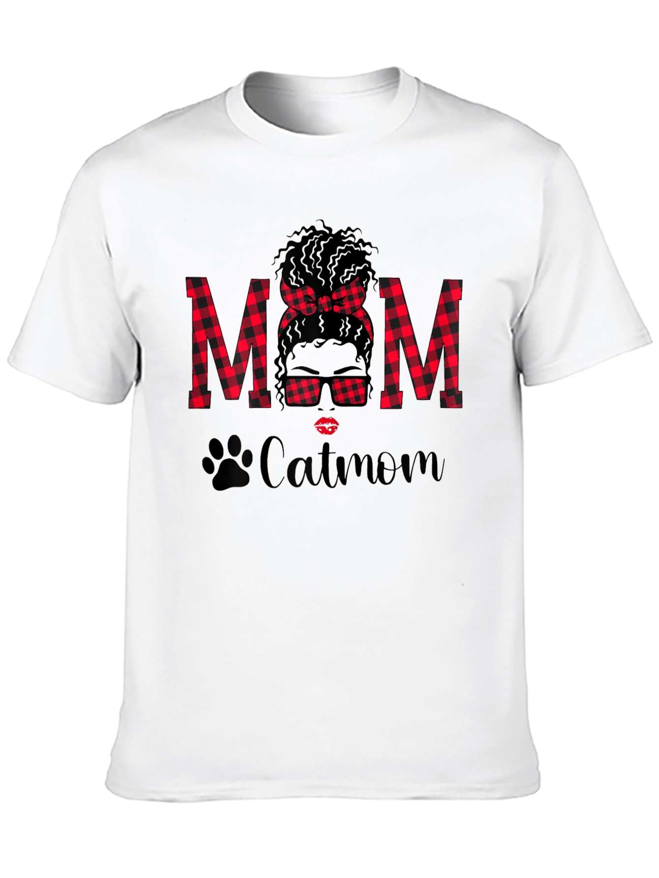 Catmom Buffalo Plaid Graphic Tee