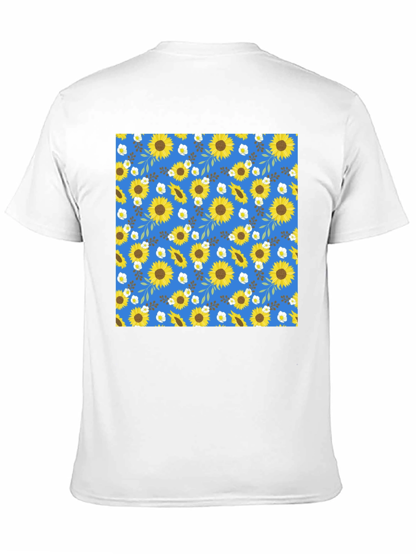 Sunflower Pattern Black T-Shirt