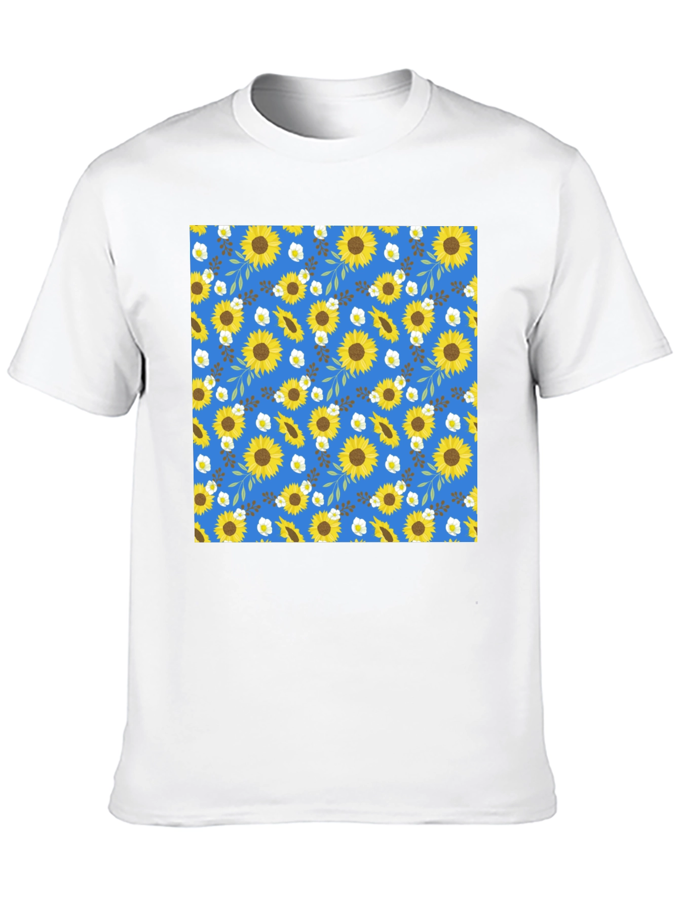 Sunflower Pattern Black T-Shirt