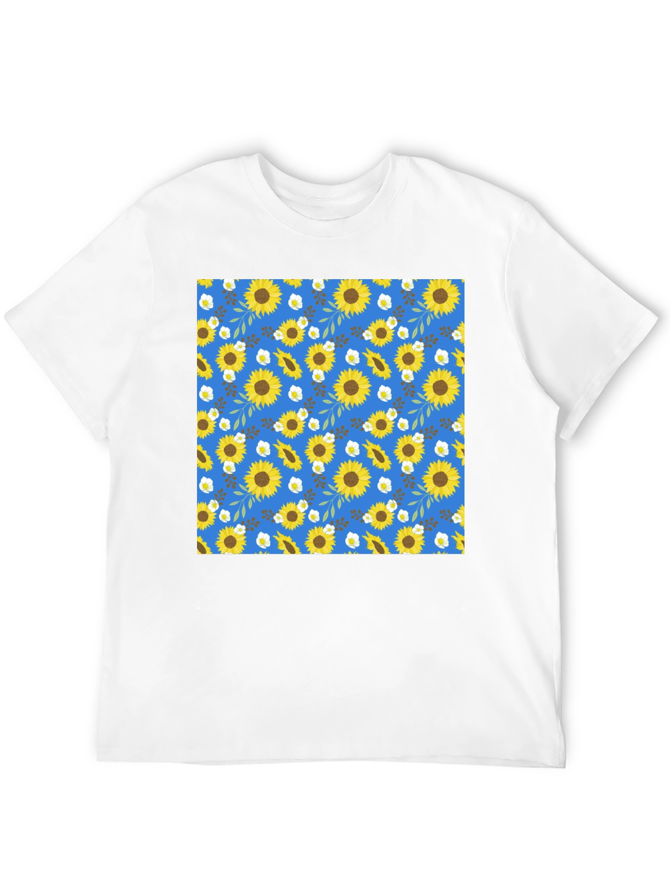 Sunflower Pattern Black T-Shirt