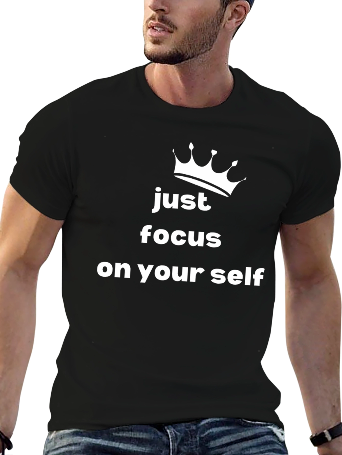 Focus on Yourself T-Shirt - Black Crew Neck Tee