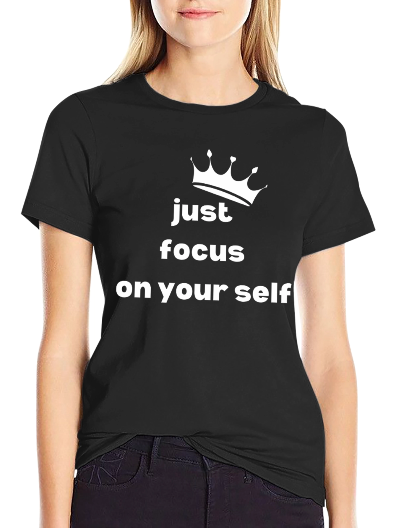 Focus on Yourself T-Shirt - Black Crew Neck Tee