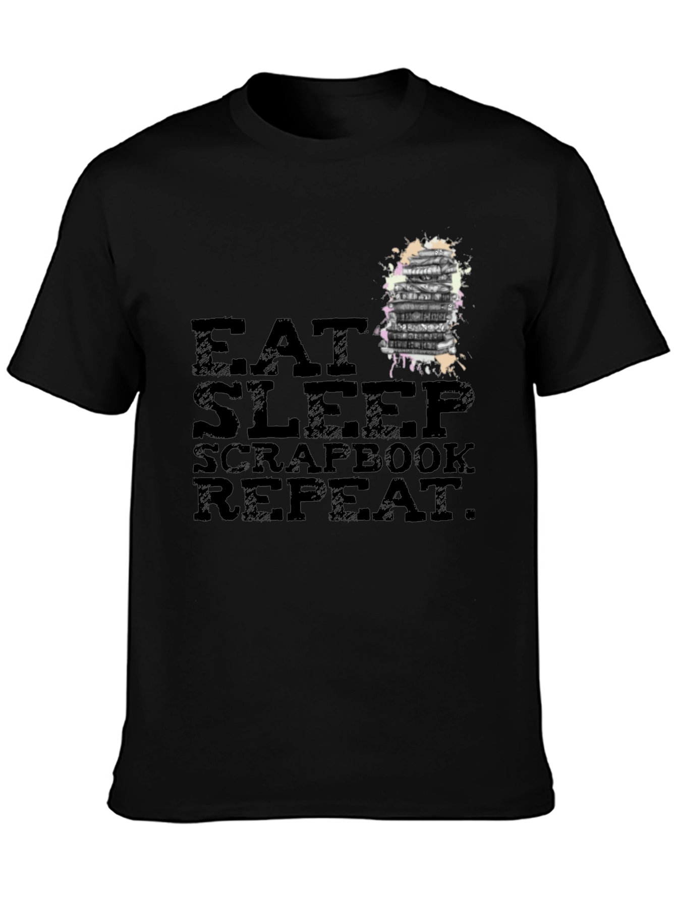 Eat Sleep Scrapbook Repeat Black T-Shirt