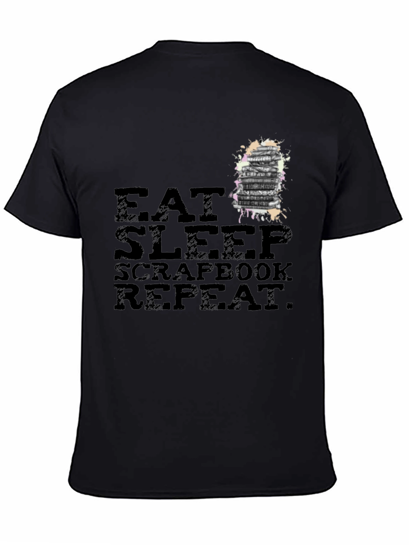 Eat Sleep Scrapbook Repeat Black T-Shirt