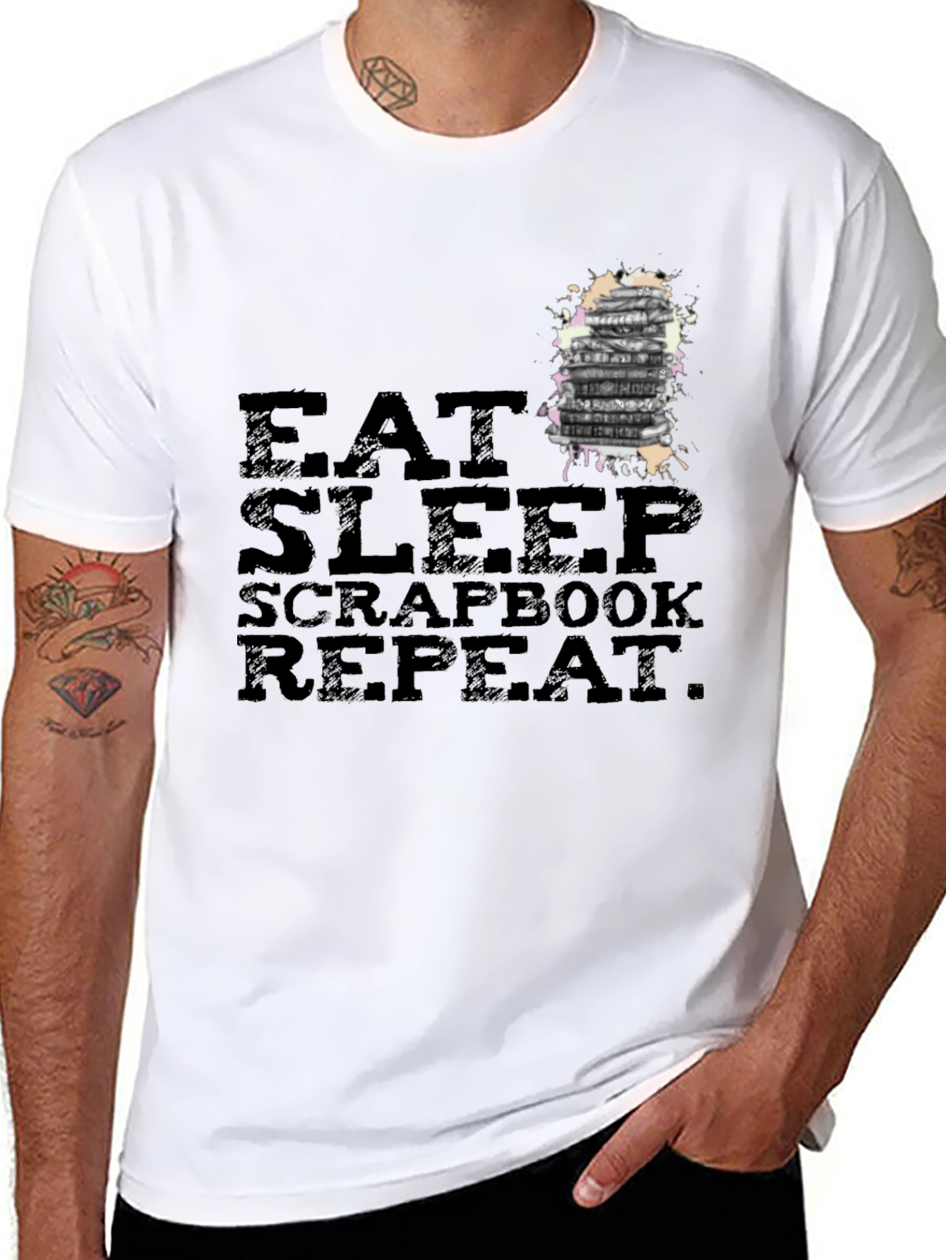 Eat Sleep Scrapbook Repeat Black T-Shirt