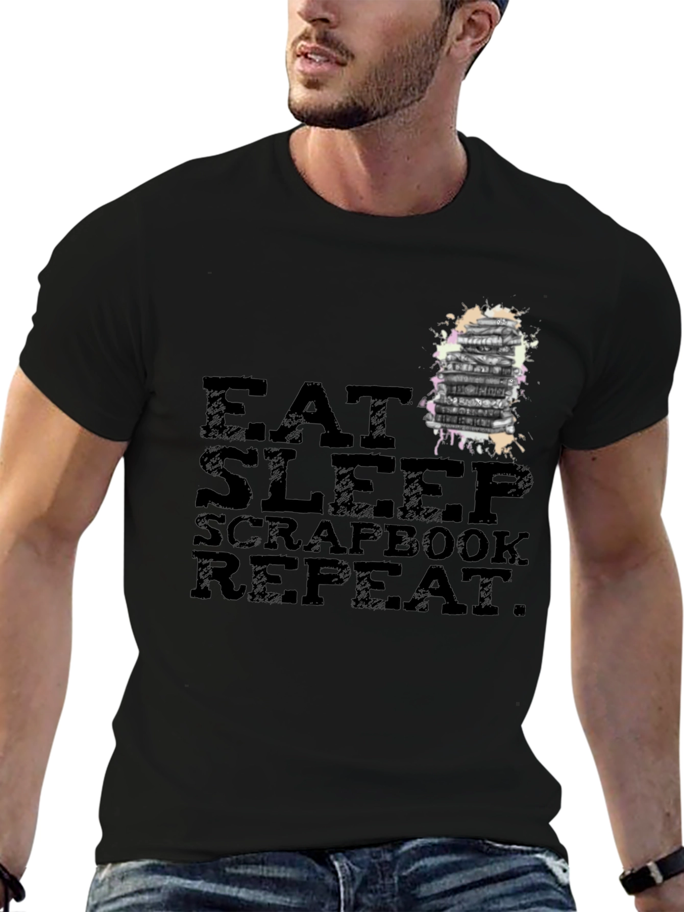Eat Sleep Scrapbook Repeat Black T-Shirt