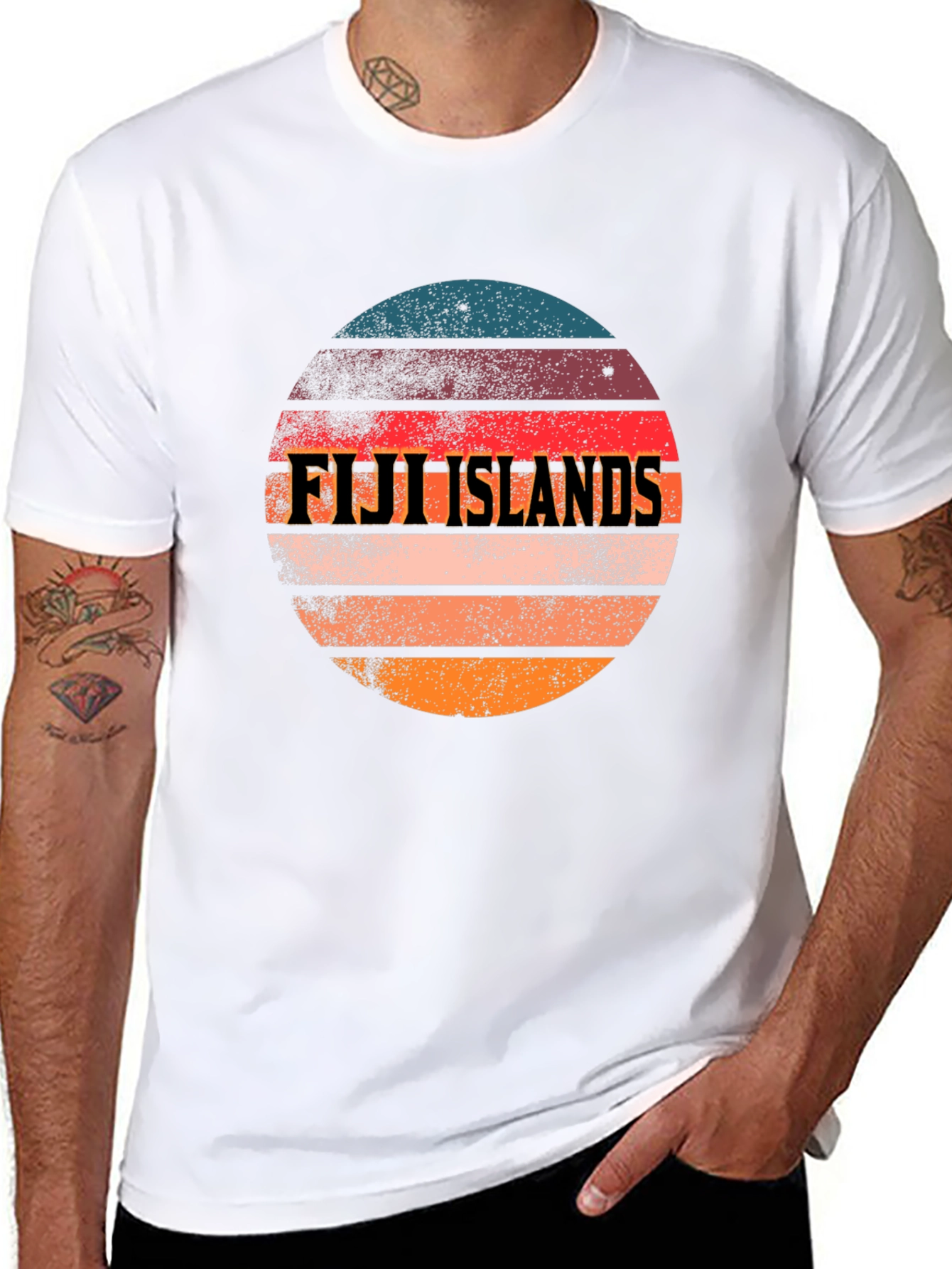 Fiji Islands Retro Graphic Tee - Black