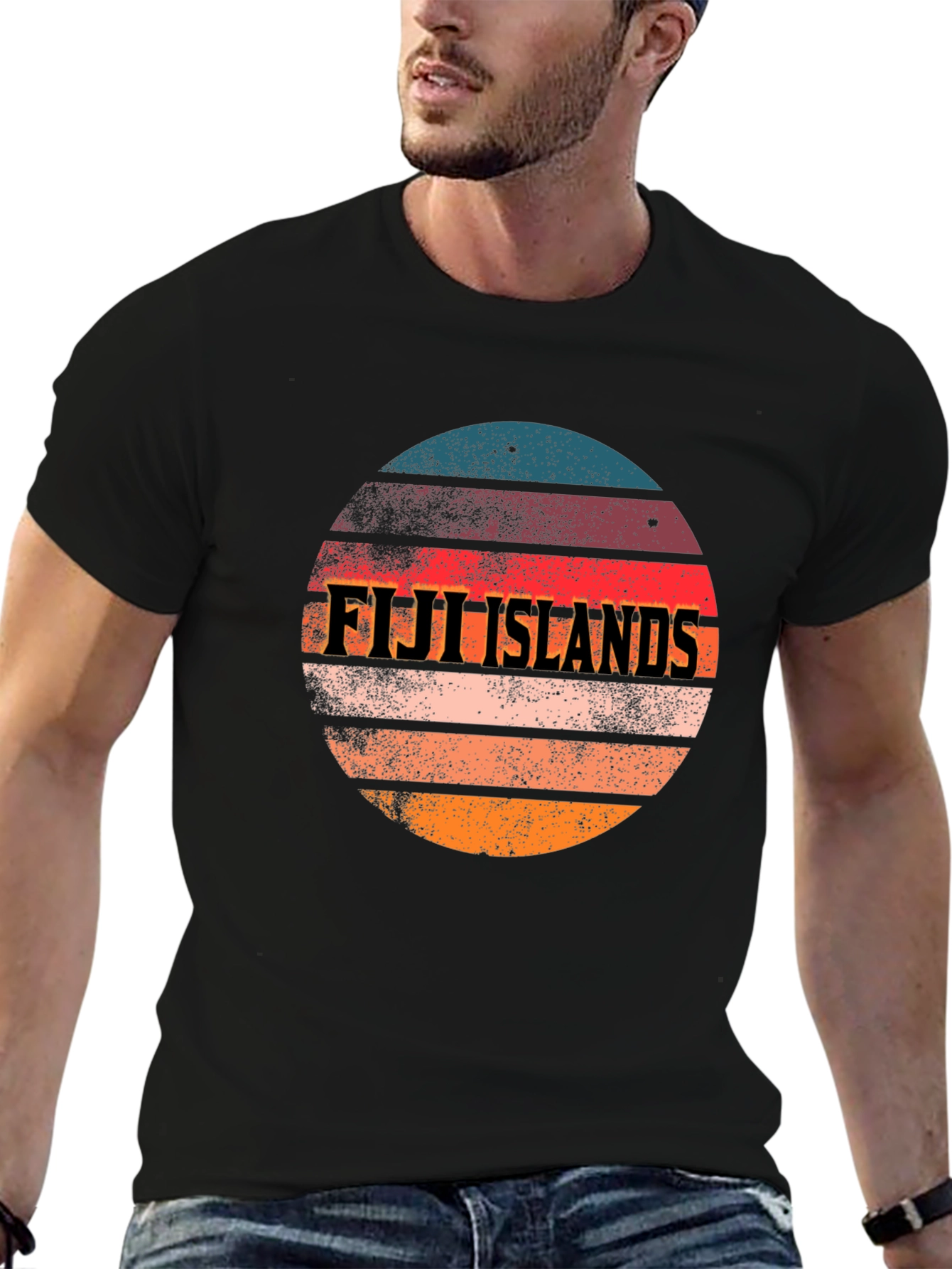 Fiji Islands Retro Graphic Tee - Black