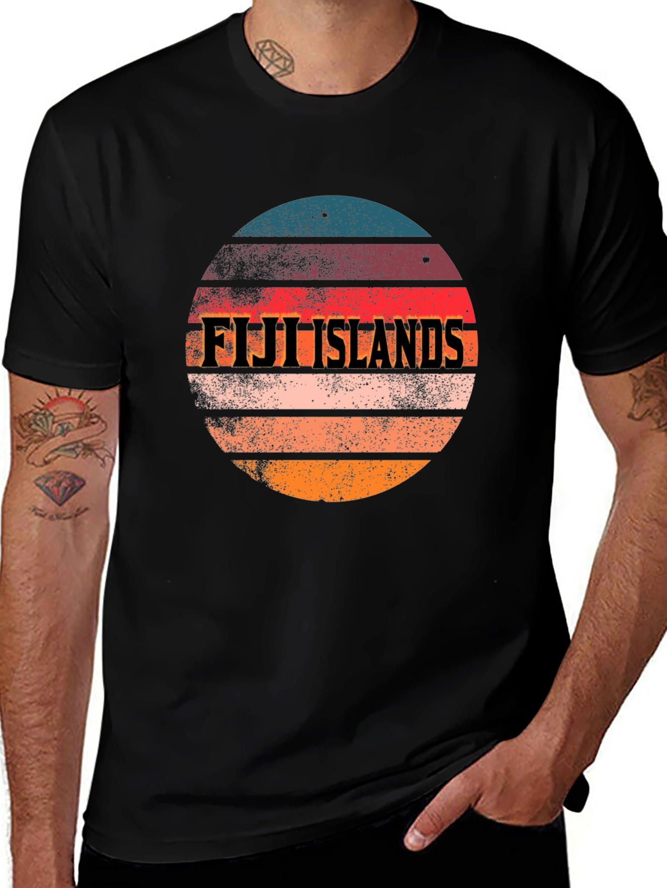 Fiji Islands Retro Graphic Tee - Black