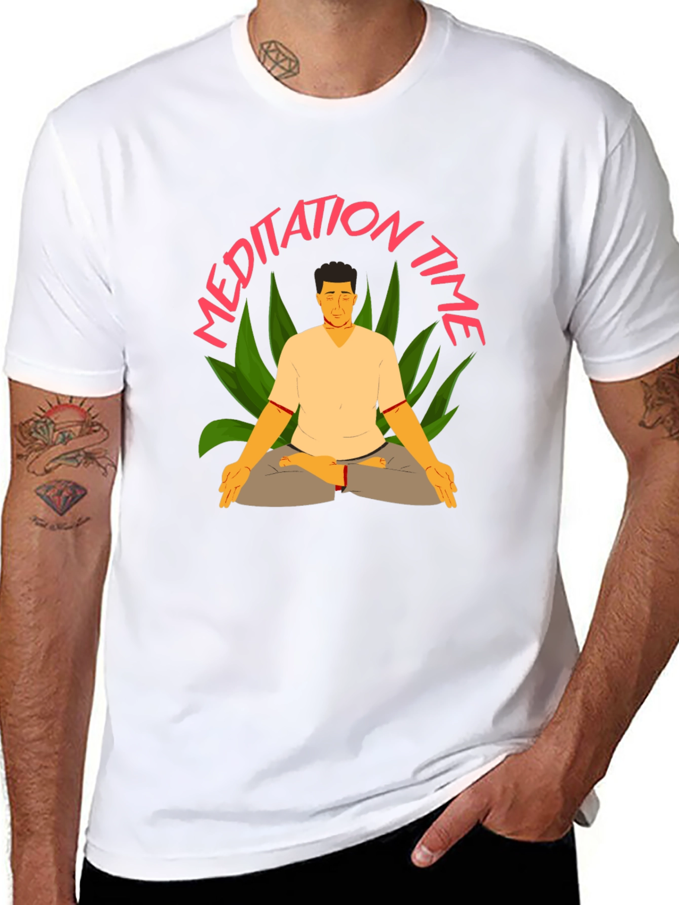 Meditation Time Black T-Shirt for Men