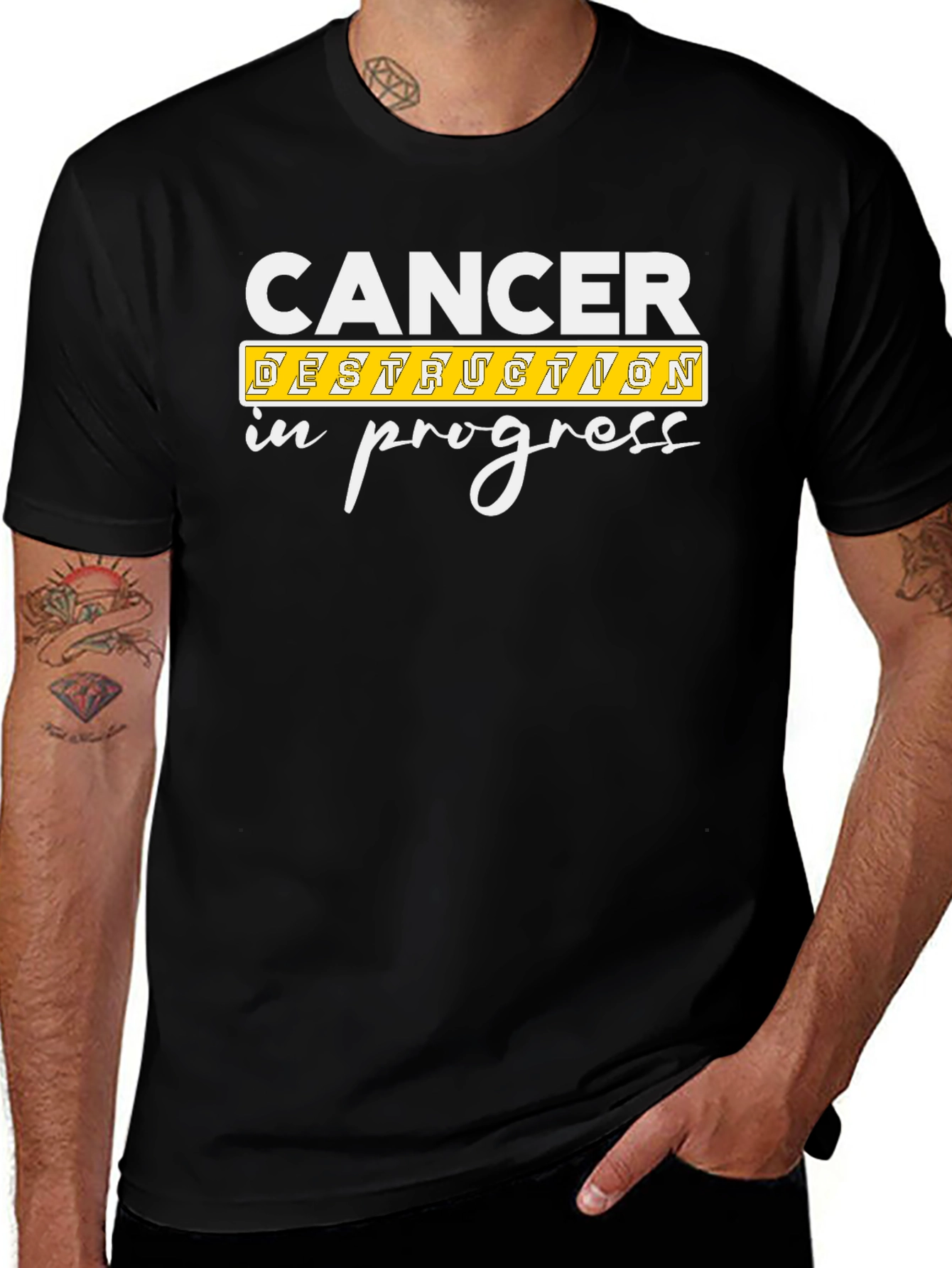 Cancer Destruction In Progress Black Graphic Tee