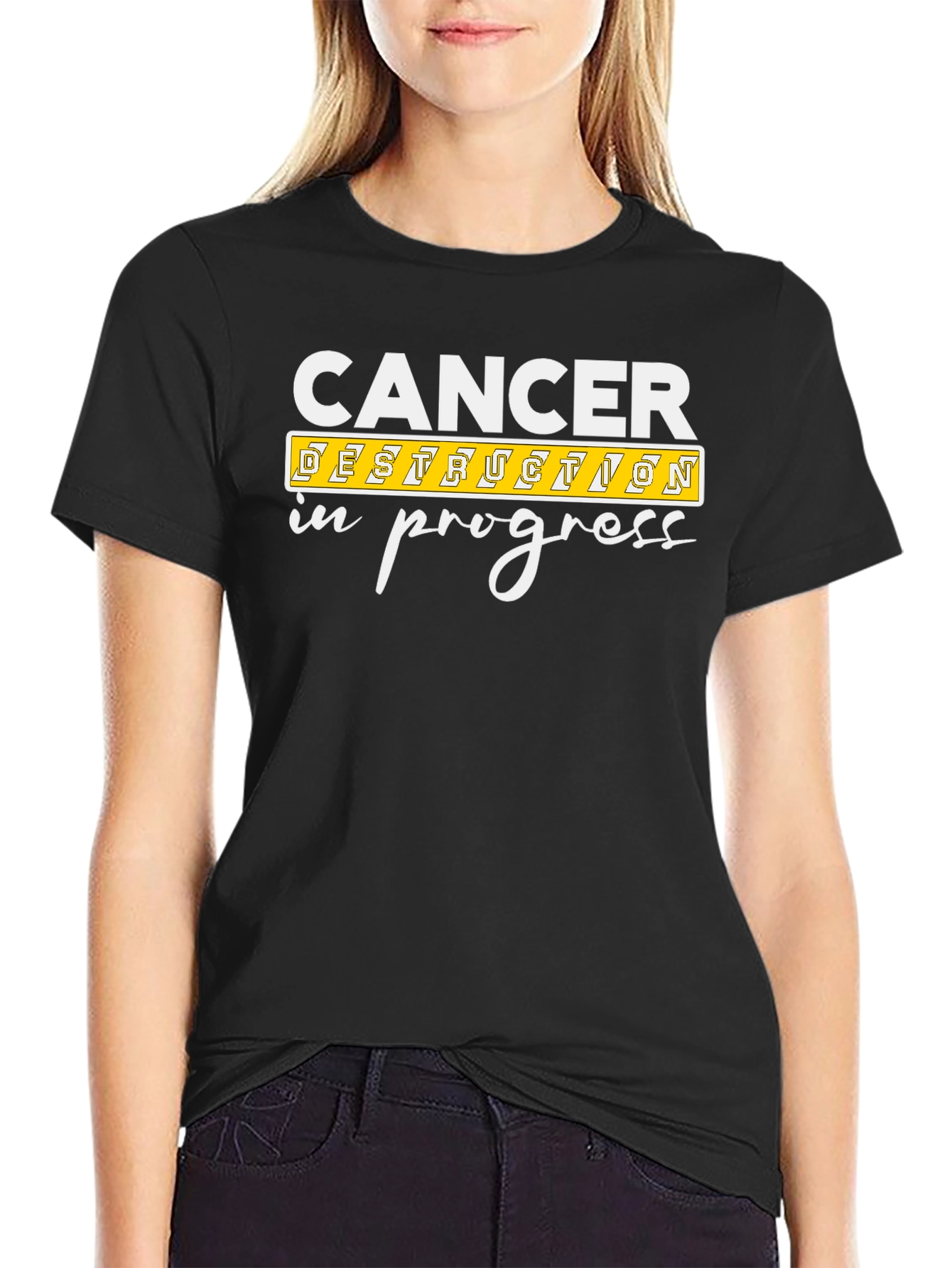 Cancer Destruction In Progress Black Graphic Tee