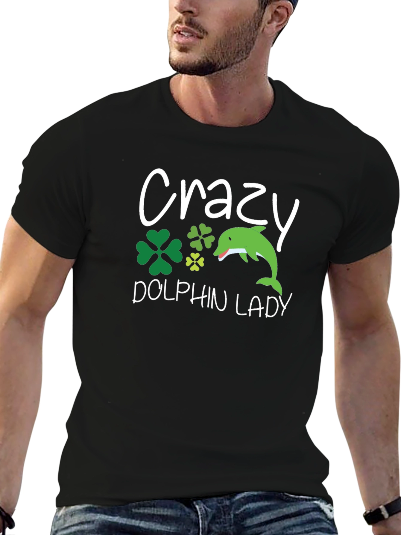 Crazy Dolphin Lady Graphic Tee