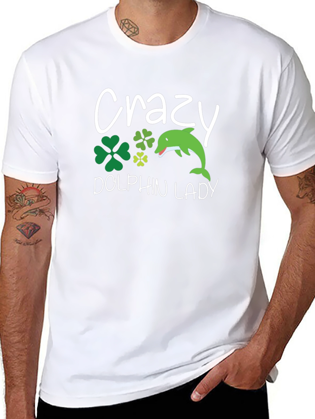 Crazy Dolphin Lady Graphic Tee