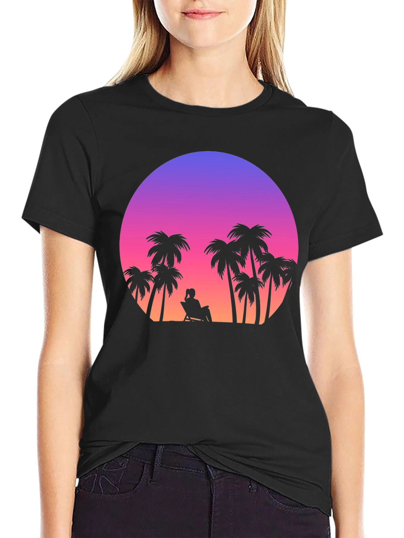 Sunset Palm Tee - Tropical Vibes