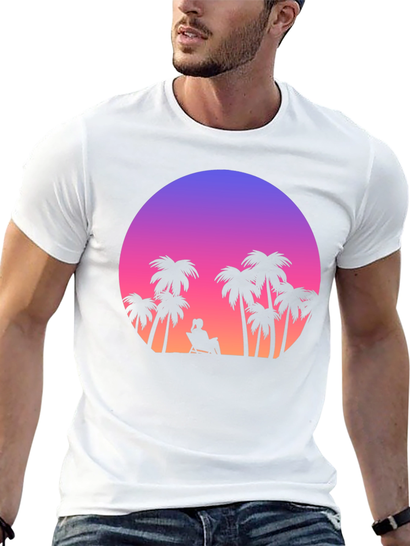 Sunset Palm Tee - Tropical Vibes