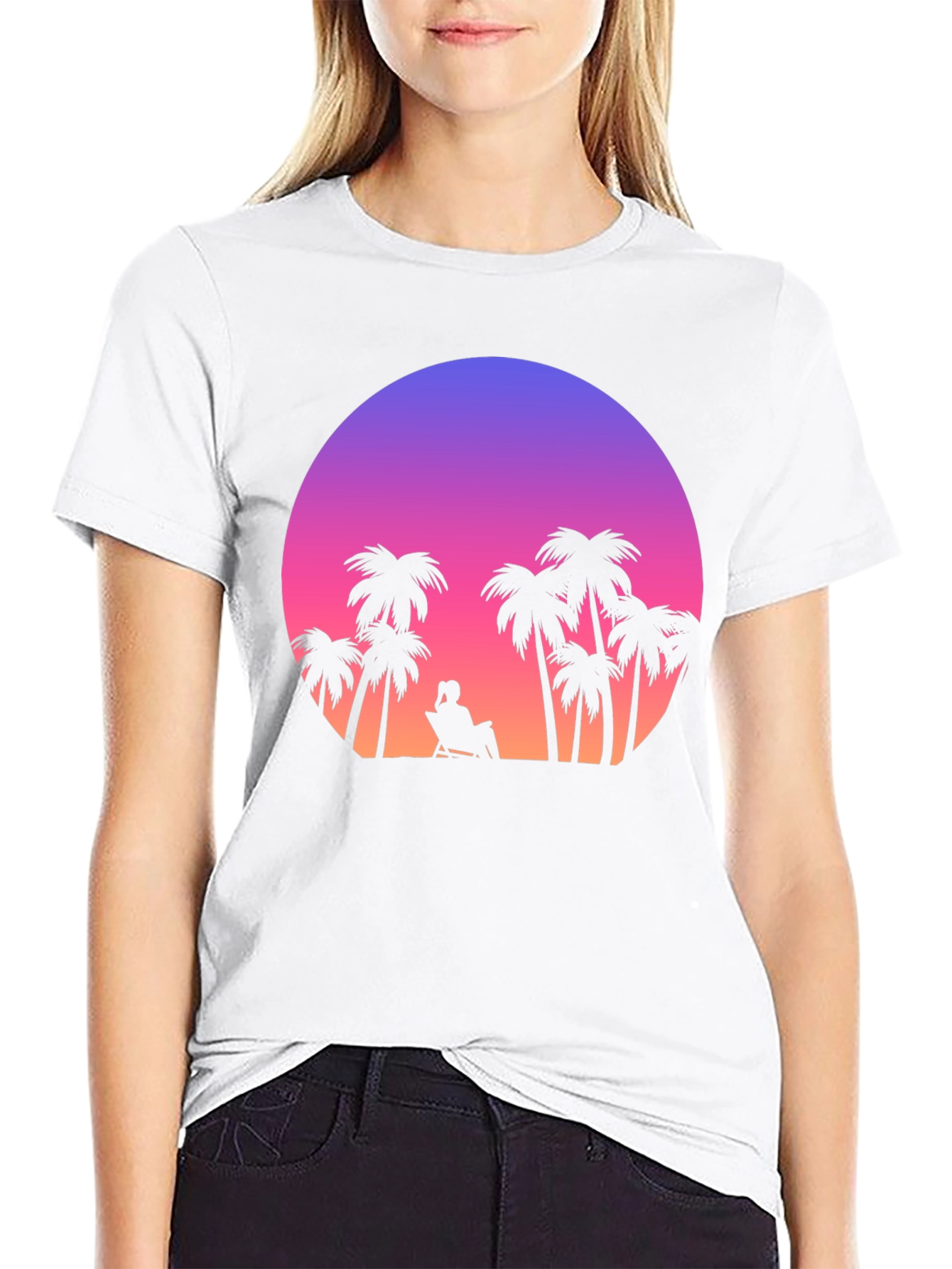 Sunset Palm Tee - Tropical Vibes