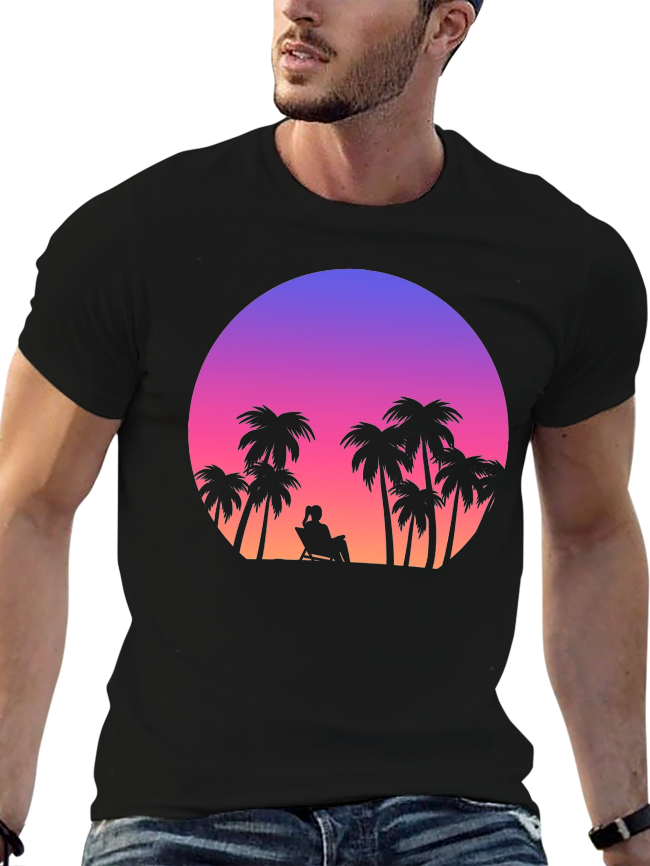 Sunset Palm Tee - Tropical Vibes