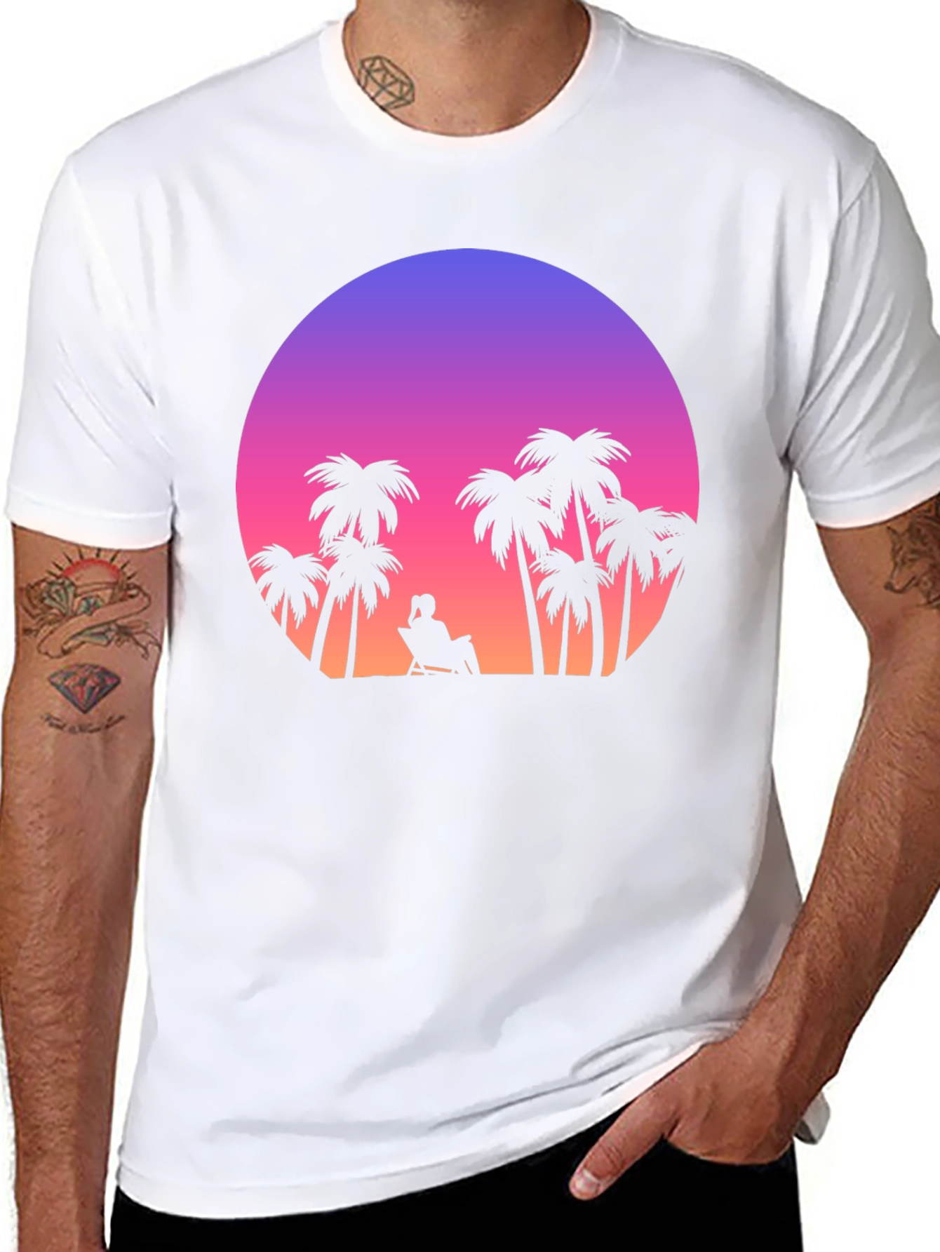 Sunset Palm Tee - Tropical Vibes